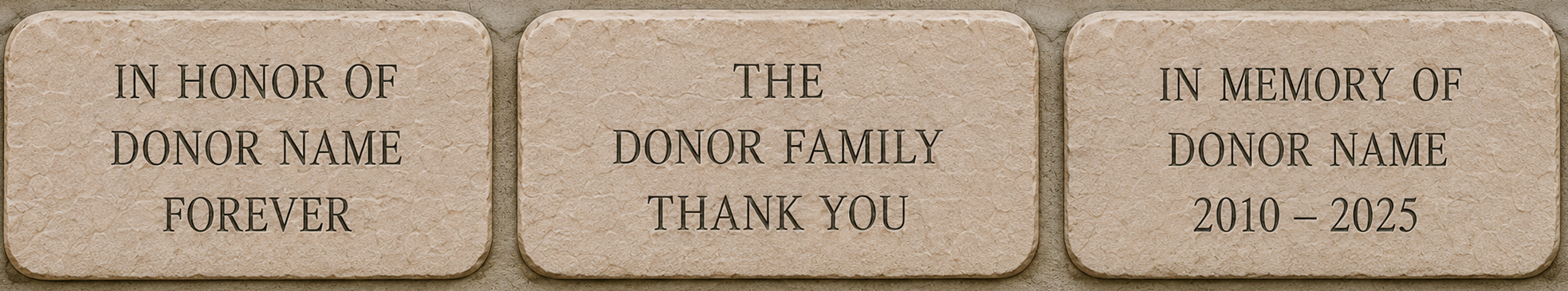 Examples of Legacy Donor Brick engravings